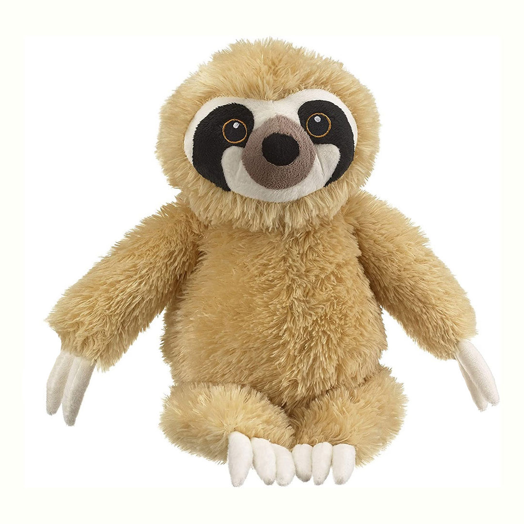 The Sloth Adoption Bundle features a plush sloth toy with tan fur, a round face, dark eye patches, a brown nose, and light claws—perfect for sloth fans or as a fun reminder of your zoo animal adoption.