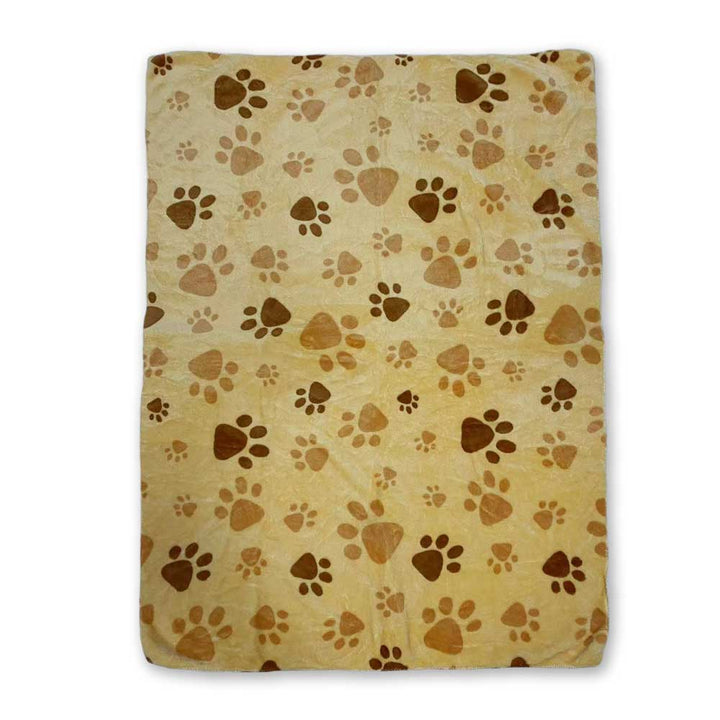 The Fennec Fox Plush Bag Blanket Combo features a beige blanket with brown and tan paw prints, ideal for a kids room or cozying up with the included plush fox.