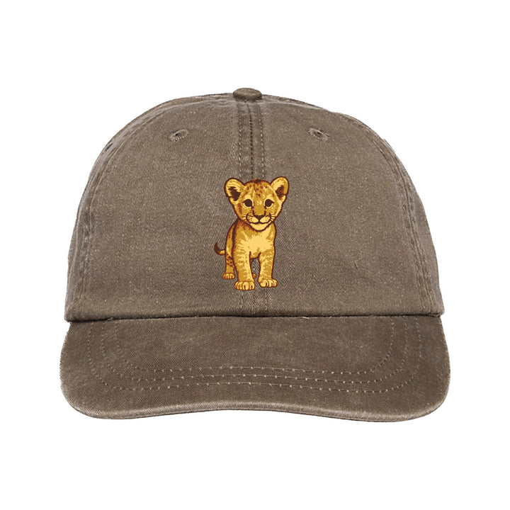 The DZCA Lion Cub Embroidered Cap features a cute lion cub on the front, inspired by the African Lion Species Survival Plan—an ideal tribute to lion pride.