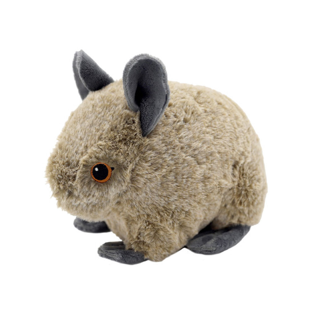 The Pika Adoption Bundle features a plush pika inspired by the Rocky Mountain rabbit, with soft fur, dark gray ears, feet, tail, and a round orange-black eye—ideal for animal adoption fans.