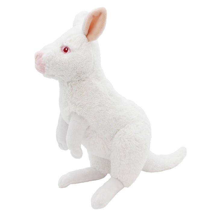 The Marshmallow Adoption Bundle features a white plush albino wallaby toy with pink inner ears, pink nose, and red eyes sitting upright on its hind legs against a plain white background.