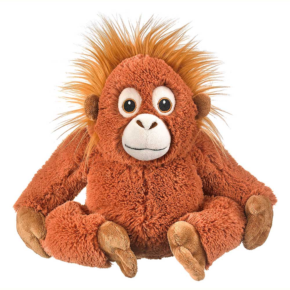 The Orangutan Adoption Bundle includes a plush orangutan toy with fluffy orange fur, a light brown face and hands, perfect for supporting Sumatran orangutan adoption via the Denver Zoo Conservation Alliance.