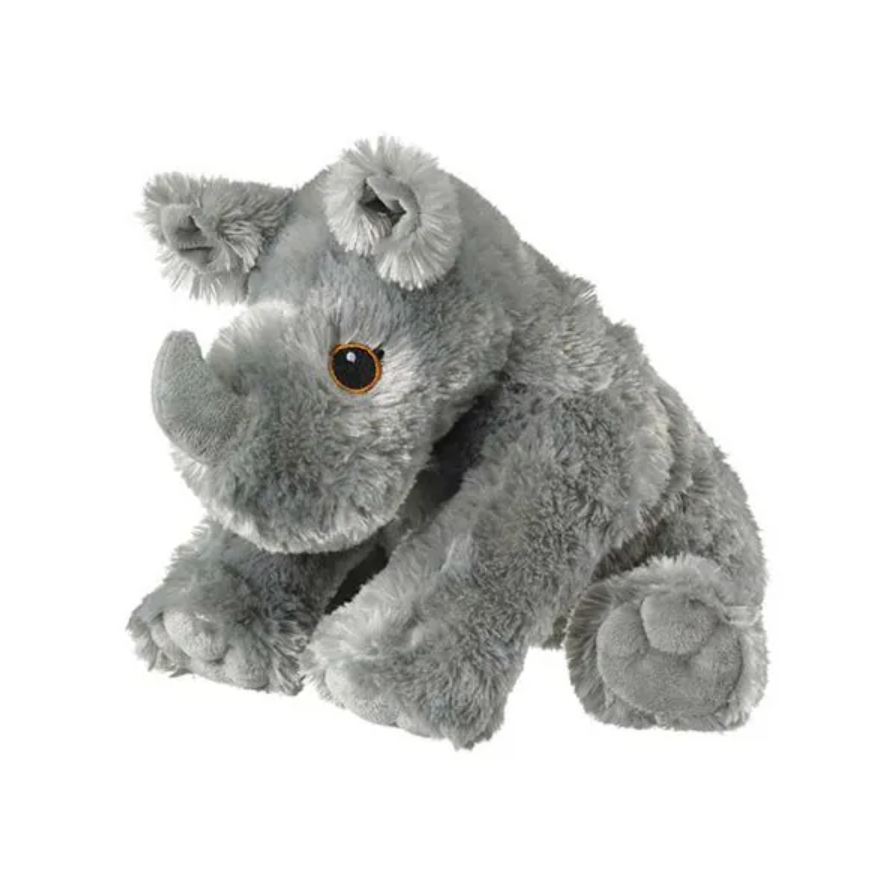 The Rhino Adoption Bundle features a soft, plush rhinoceros with fluffy fur, round brown eyes, and stitched feet—perfect for inspiring rhino adoption and supporting wildlife conservation.